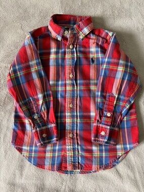 Ralph Lauren Boys 2T Plaid Cotton Button Down Shirt Preppy Academia